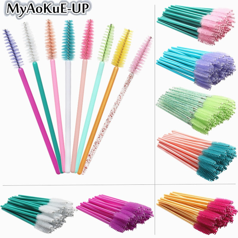 50PCS Black Eyebrow Brush Beauty Crystal Mascara Wand Disposable Brushes  Eyebrow Comb Make Up Tools Cosmetic Brushes