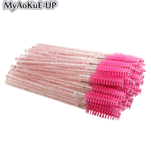 50pcs Disposable Make Up brushes Cosmetic Eyelashes Crystal Eyelash brushes Diamond Applicator eyelash mascara wands brush tools