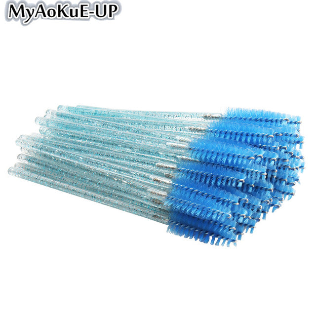 50pcs Disposable Make Up brushes Cosmetic Eyelashes Crystal Eyelash brushes Diamond Applicator eyelash mascara wands brush tools