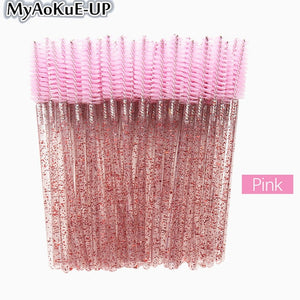 50pcs Disposable Make Up brushes Cosmetic Eyelashes Crystal Eyelash brushes Diamond Applicator eyelash mascara wands brush tools