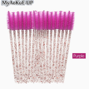 50pcs Disposable Make Up brushes Cosmetic Eyelashes Crystal Eyelash brushes Diamond Applicator eyelash mascara wands brush tools