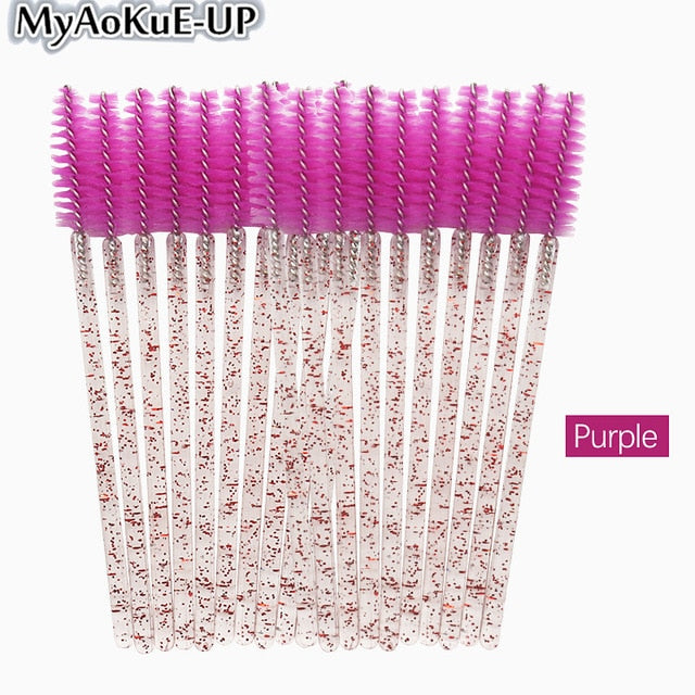 50pcs Disposable Make Up brushes Cosmetic Eyelashes Crystal Eyelash brushes Diamond Applicator eyelash mascara wands brush tools