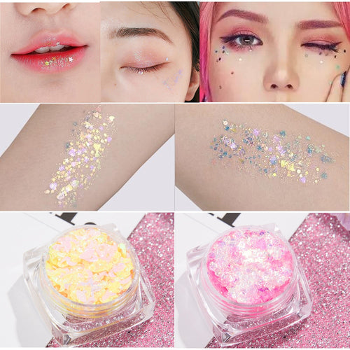 12pcs/Set Women Glitter Sequin Gel Cream Eye Shadow Nail Art Body Face Makeup