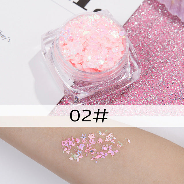 12pcs/Set Women Glitter Sequin Gel Cream Eye Shadow Nail Art Body Face Makeup