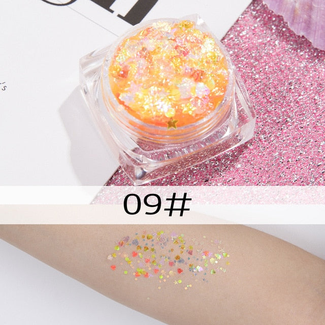 12pcs/Set Women Glitter Sequin Gel Cream Eye Shadow Nail Art Body Face Makeup