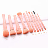 10PCS Wooden Foundation Cosmetic Eyebrow Eyeshadow Brush Makeup Brush Sets Tools