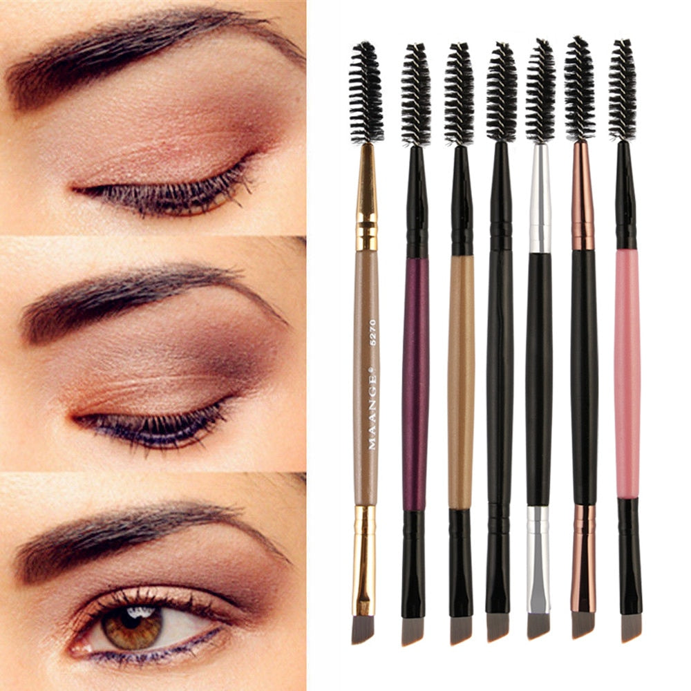 Duo Brow Makeup Brush Wood Handle Double Sided Eyebrow Flat Angled Brushes Brush Eyebrow Comb Double Ended Brushes Brushes