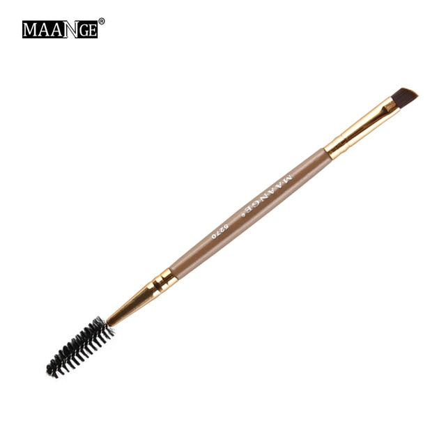 Duo Brow Makeup Brush Wood Handle Double Sided Eyebrow Flat Angled Brushes Brush Eyebrow Comb Double Ended Brushes Brushes