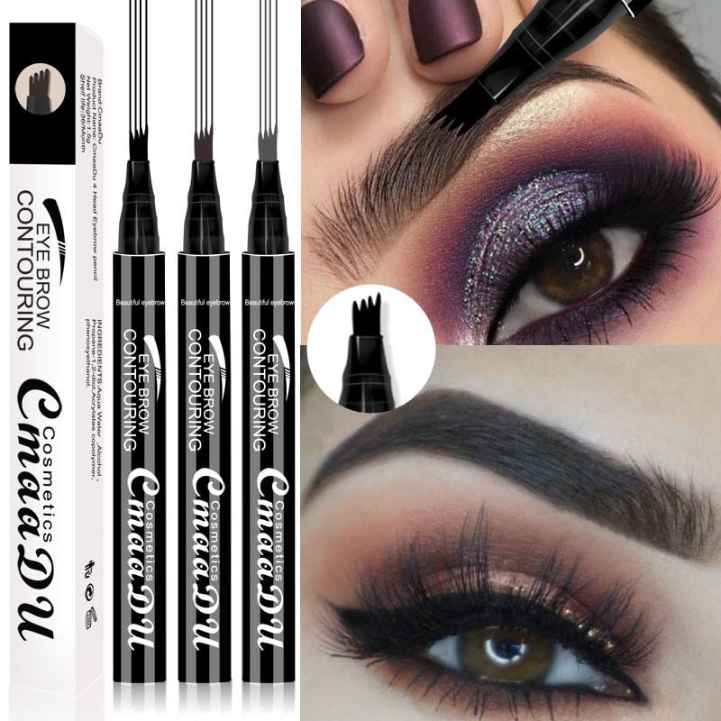 Eyebrow Ink Pen Enhancer Tattoo Makeup Eye Brow Pencil Fork Tip Waterproof Charm