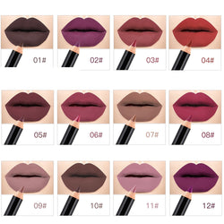 Waterproof Pencil Lipstick Pen Matte Lip Liner Long Lasting Makeup 12 Colors new