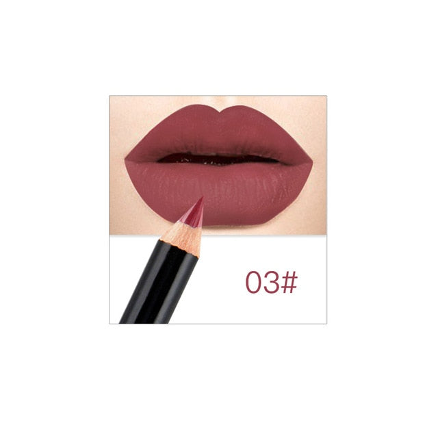 Waterproof Pencil Lipstick Pen Matte Lip Liner Long Lasting Makeup 12 Colors new