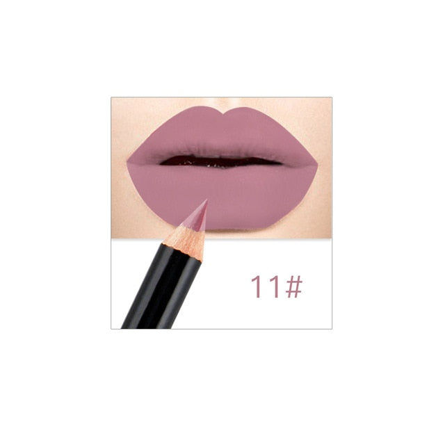 Waterproof Pencil Lipstick Pen Matte Lip Liner Long Lasting Makeup 12 Colors new